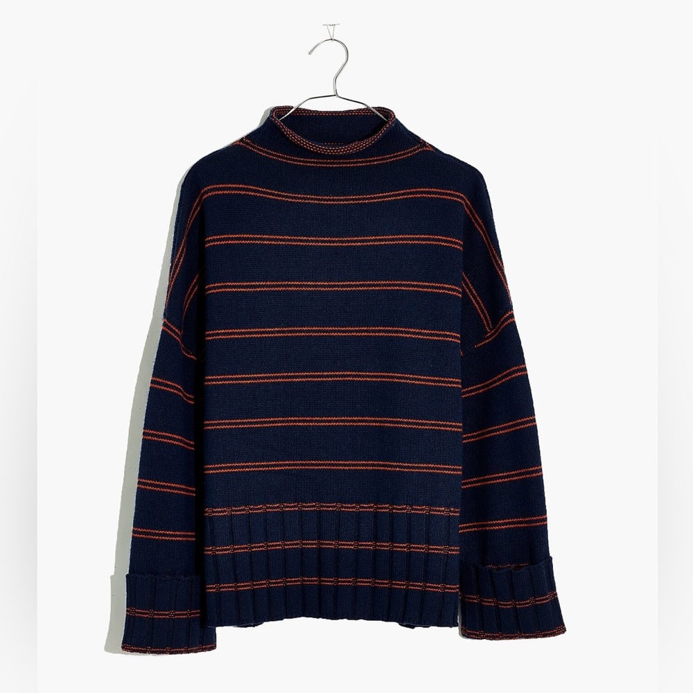 Madewell Striped Glenmoor Mockneck Sweater in Cotton-Merino Yarn